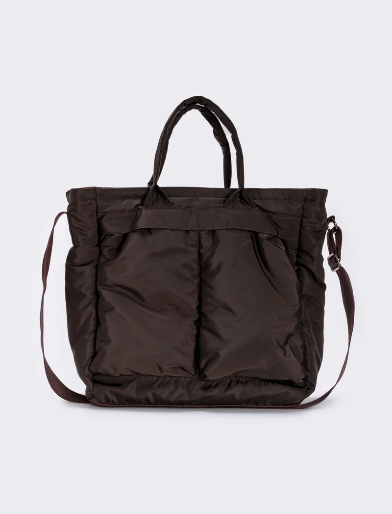 Borsa lavoro uomo nylon con tasche pratiche - Marrone