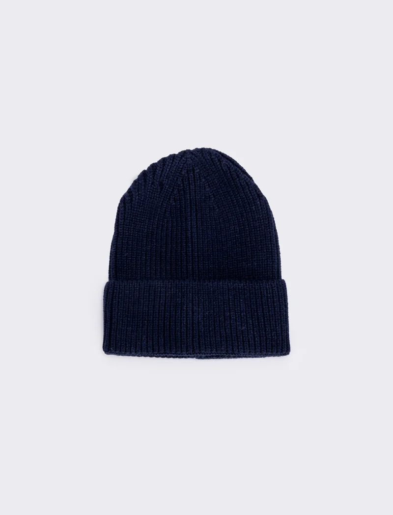 Cappello maglia con risvolto per uomo - Blu