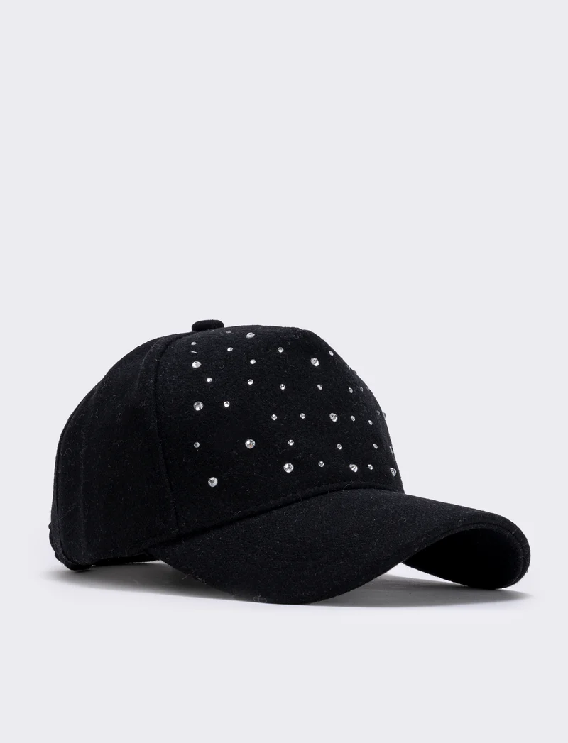 Baseball con strass in panno - Nero
