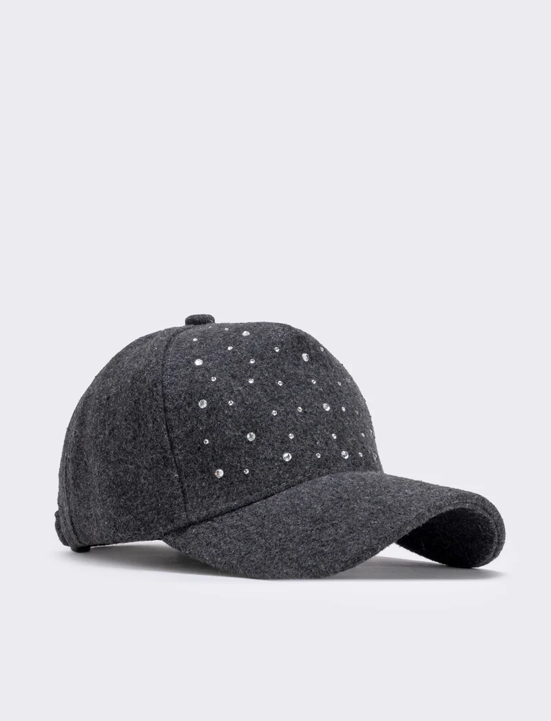 Baseball con strass in panno - Grigio