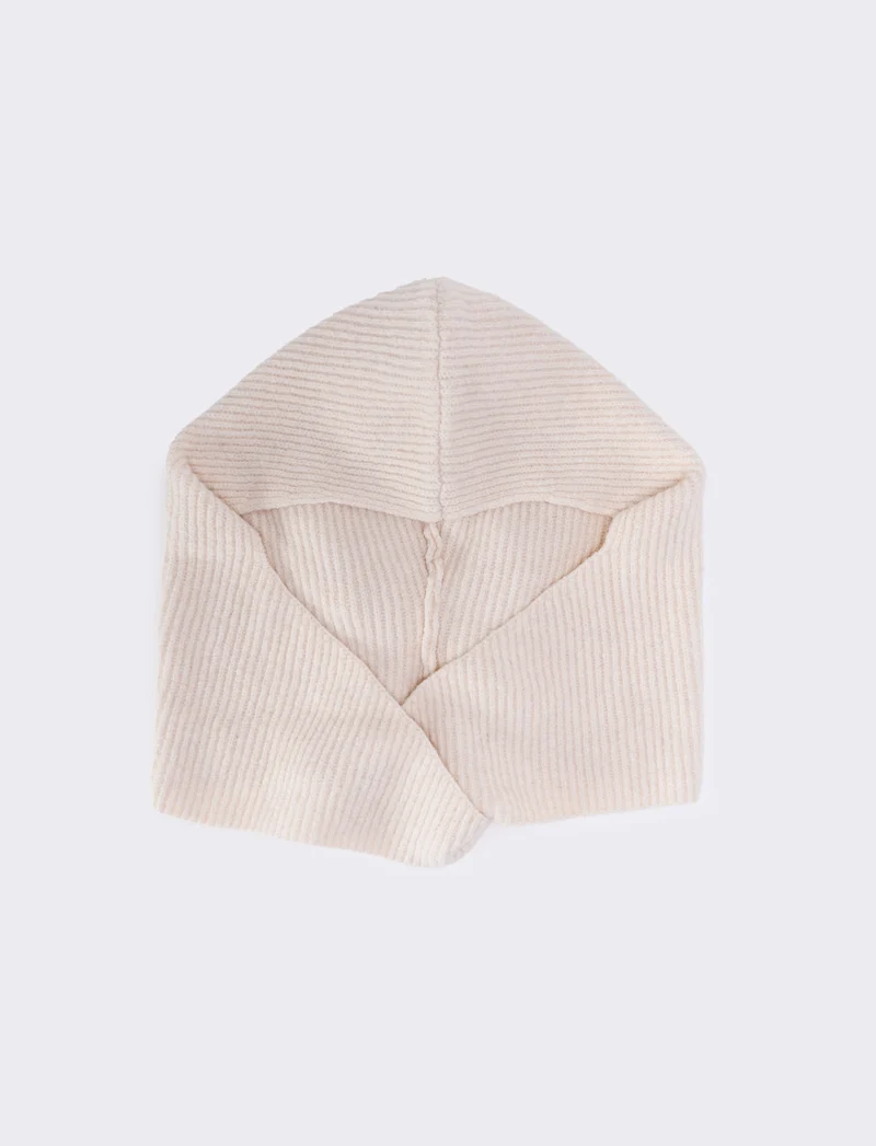 Sciarpa in maglia con cappuccio - Bianco sporco