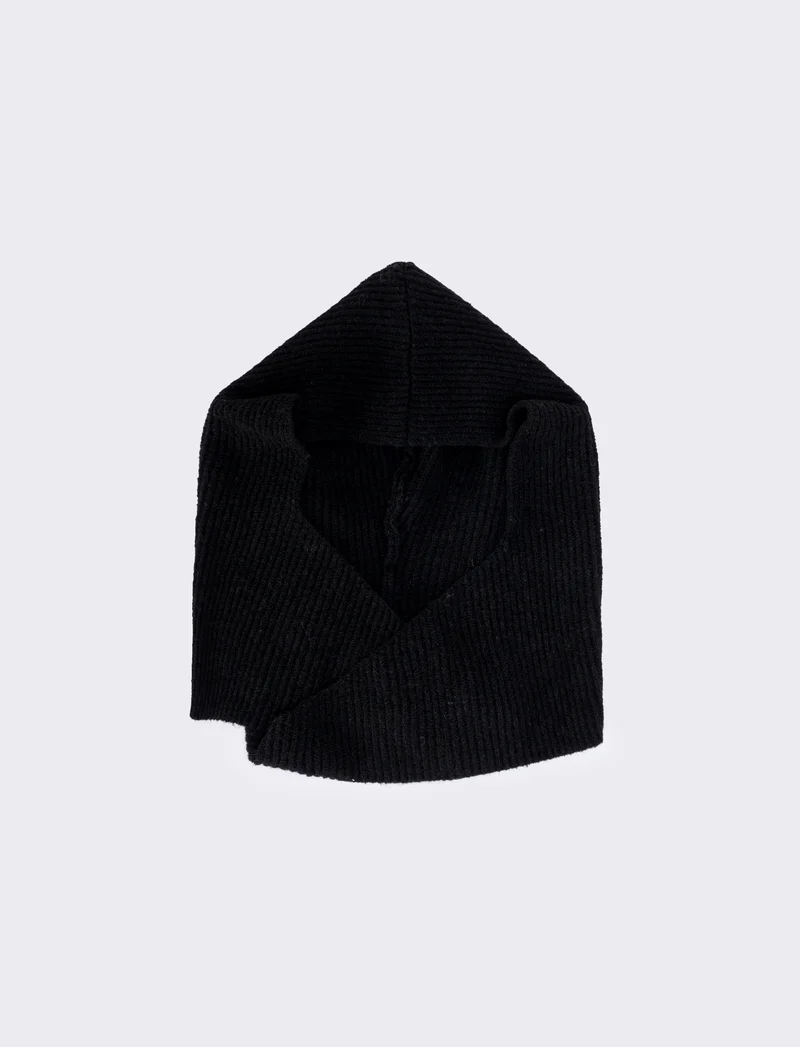Sciarpa in maglia con cappuccio - Nero