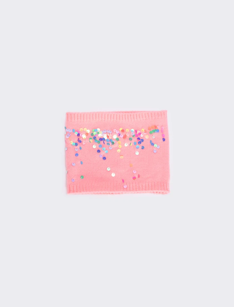 Sciarpa collo bambina con pailletes brillante - Fuxia