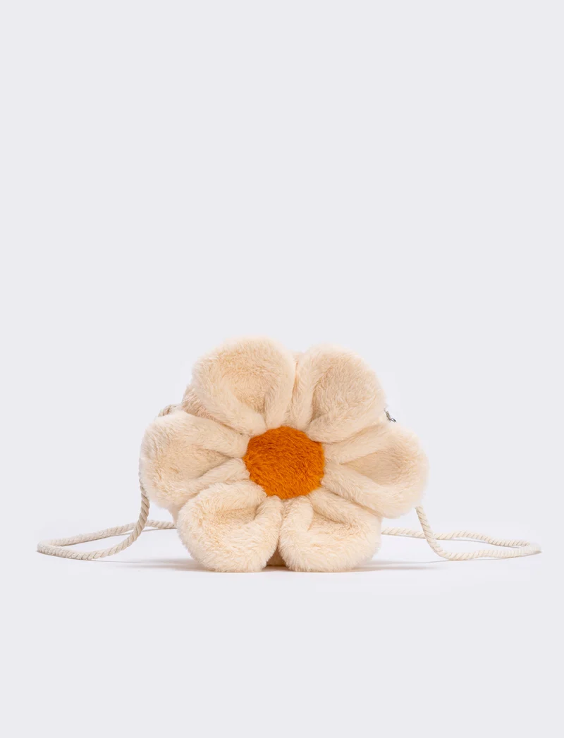 Borsetta margherita in pelliccia finta con tracolla - Beige