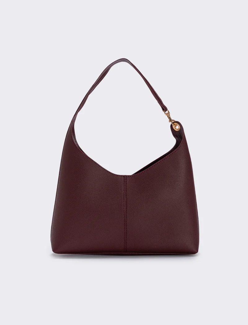 Borsa a spalla con gancio sintetica - Bordeaux