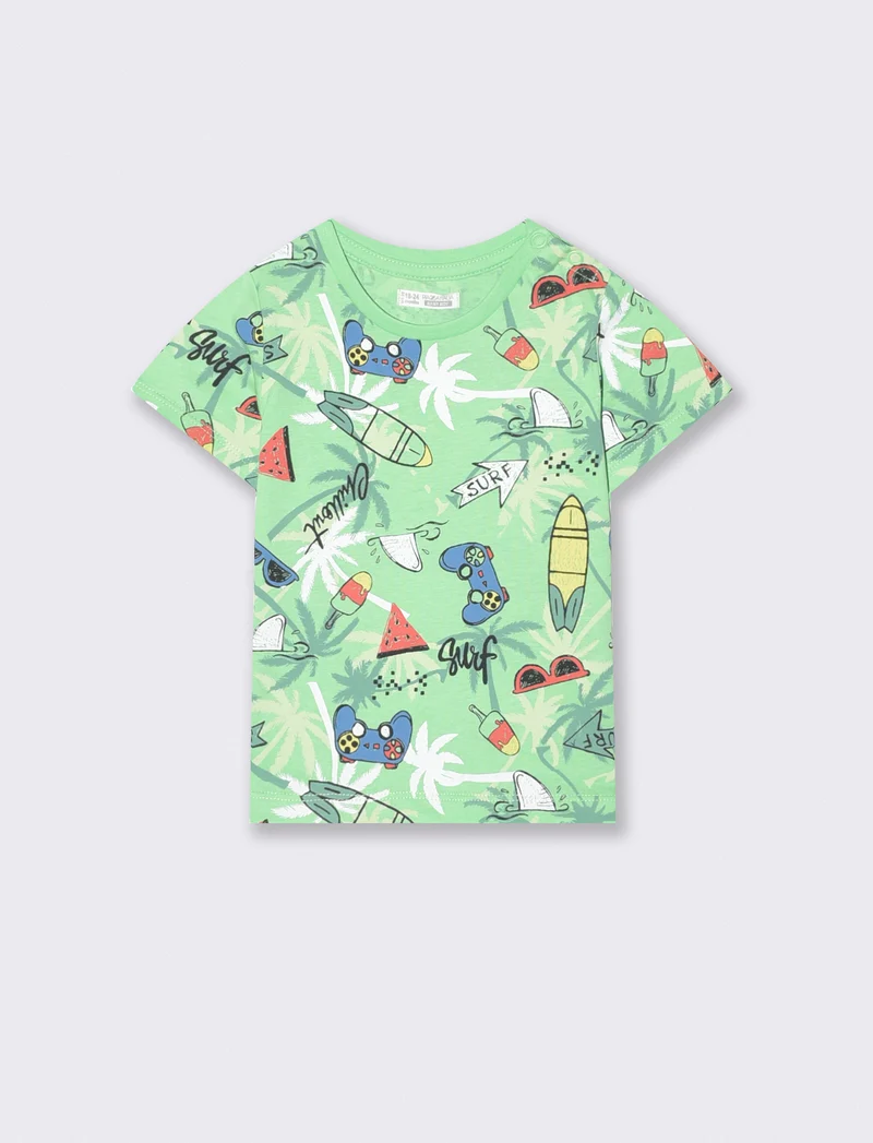 T shirt girocollo a fantasia casual - Verde prato