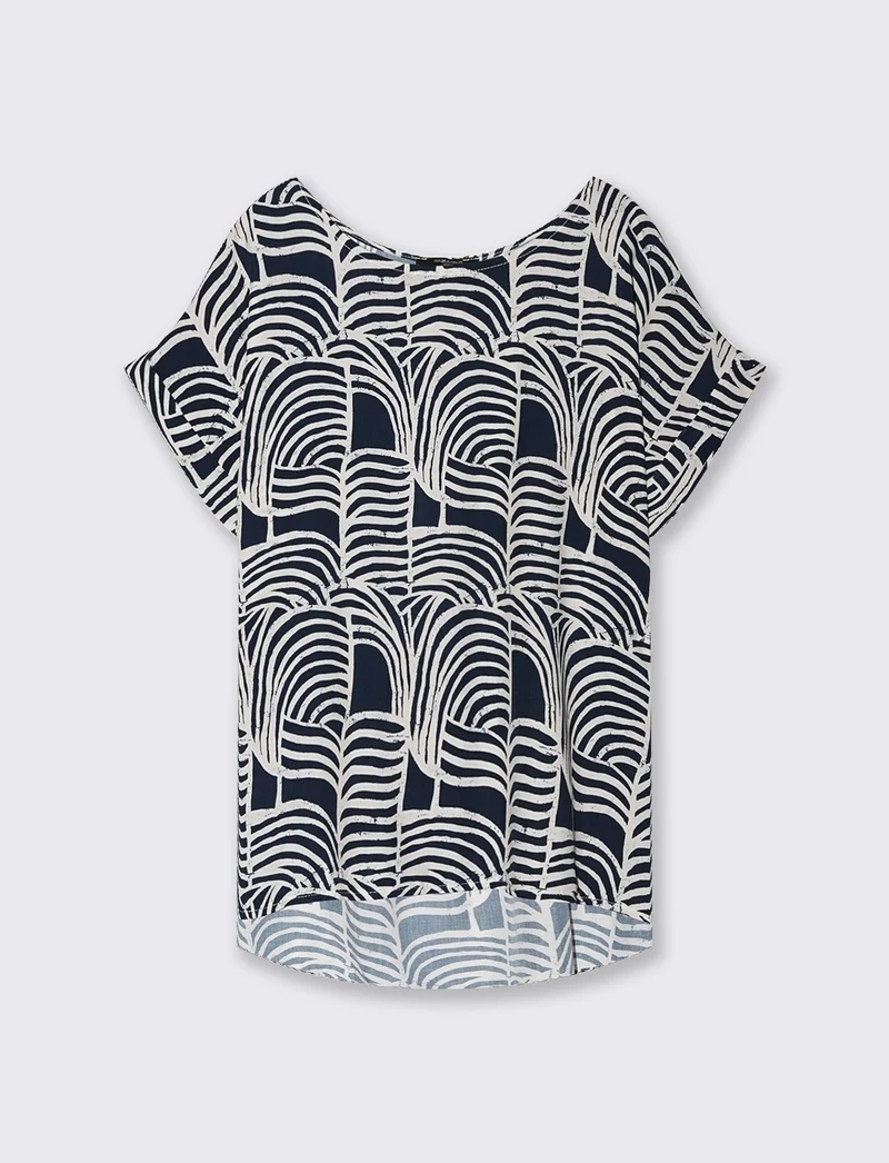 Maglia Fantasia con Manica a T - Blu