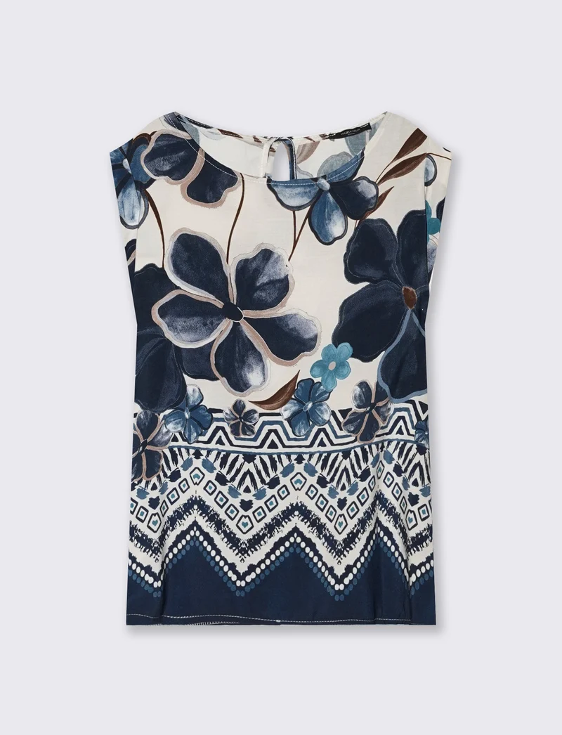 Maglia Fantasia con Manica a T - Blu