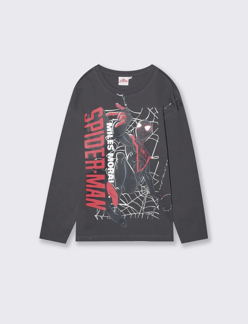 T-shirt Spider-Man maniche lunghe cotone - Grigio piombo