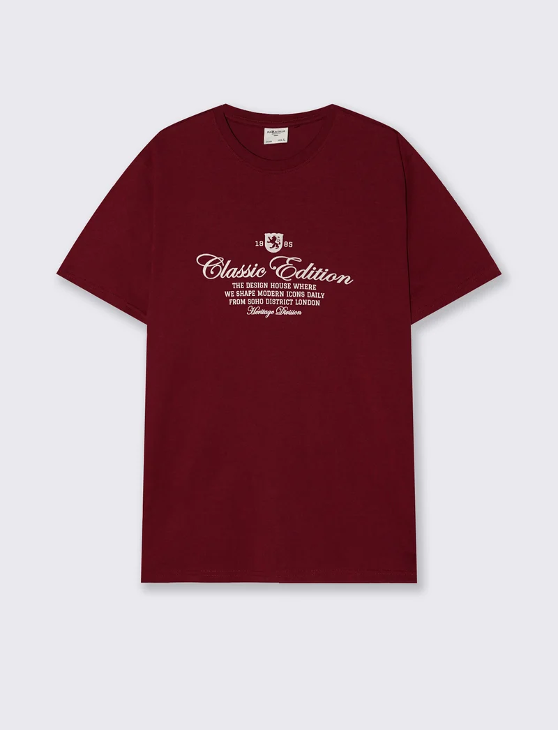 T-shirt cotone con stampa effetto velluto - Ciliegia