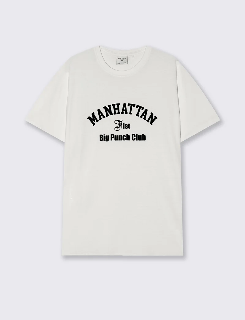 T-shirt cotone con stampa effetto velluto - Bianco