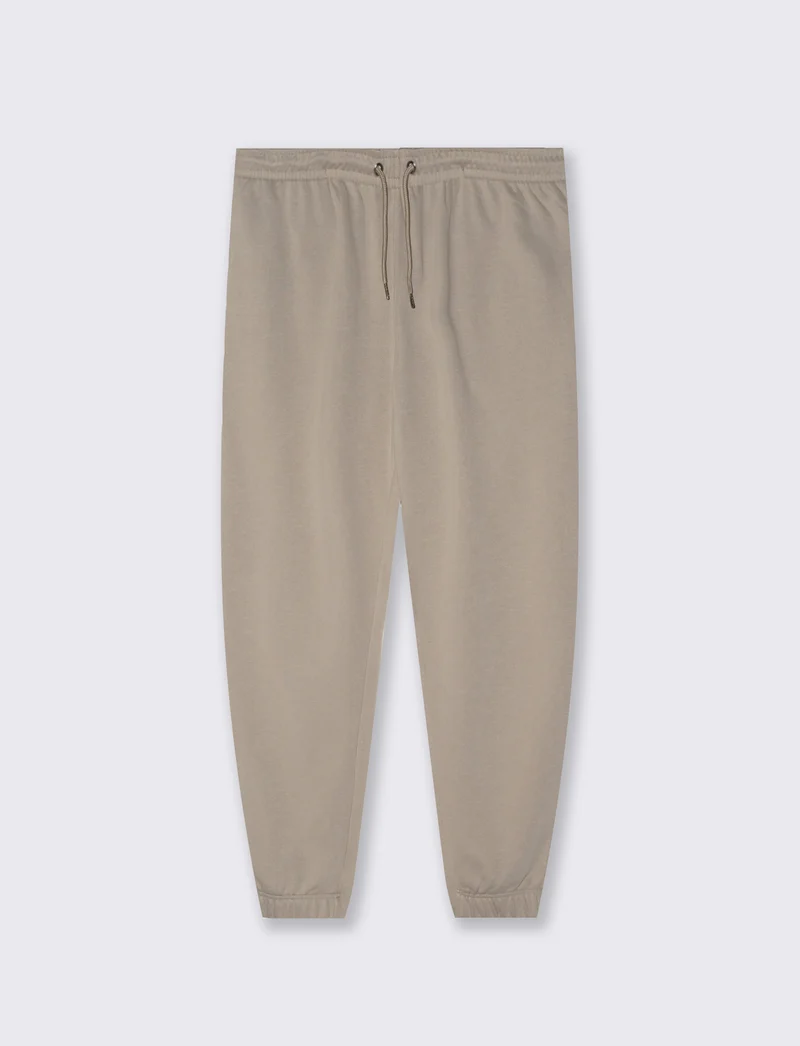 Pantaloni Jogger Basic in Felpa con Elastico - Beige