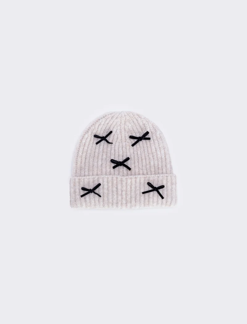 Cappello con fiocchetti da bambina - Grigio