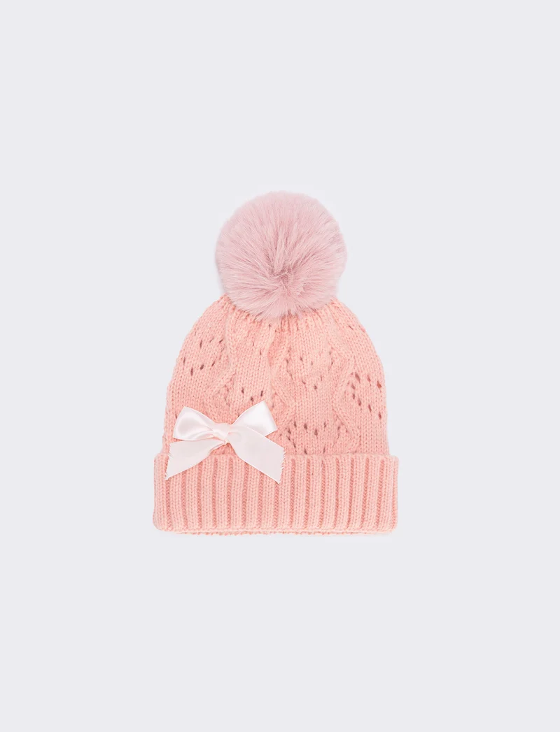 Cappello traforato con pon pon trendy - Rosa