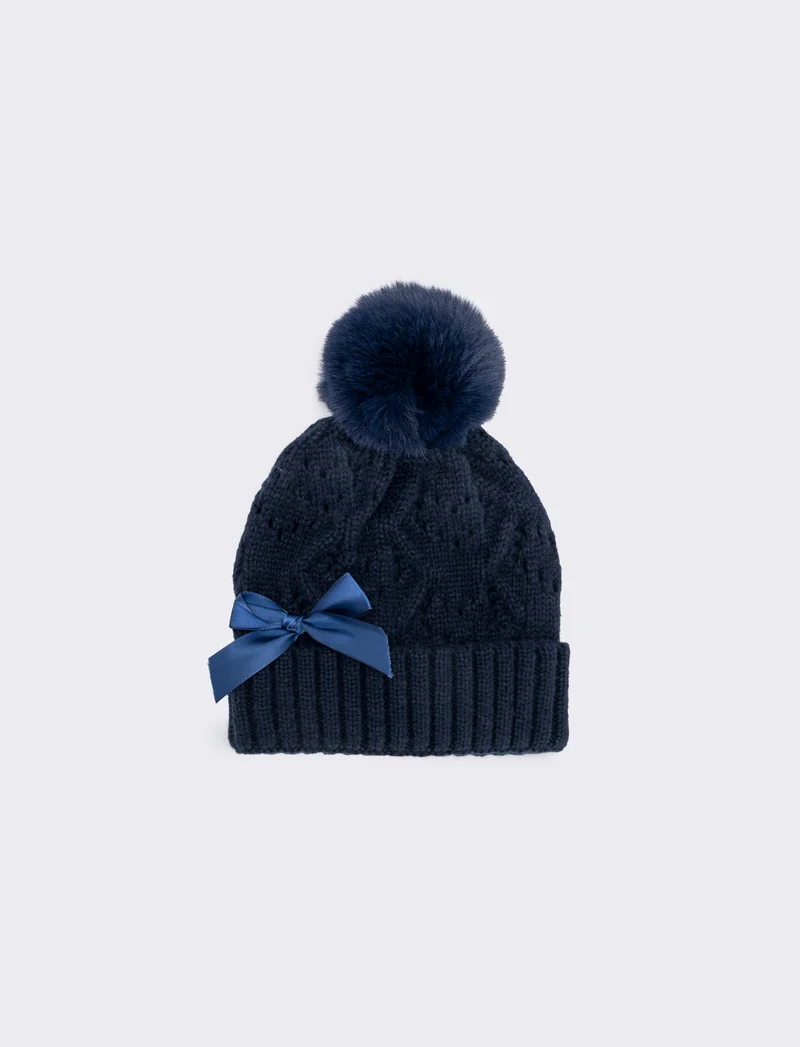 Cappello traforato con pon pon trendy - Blu