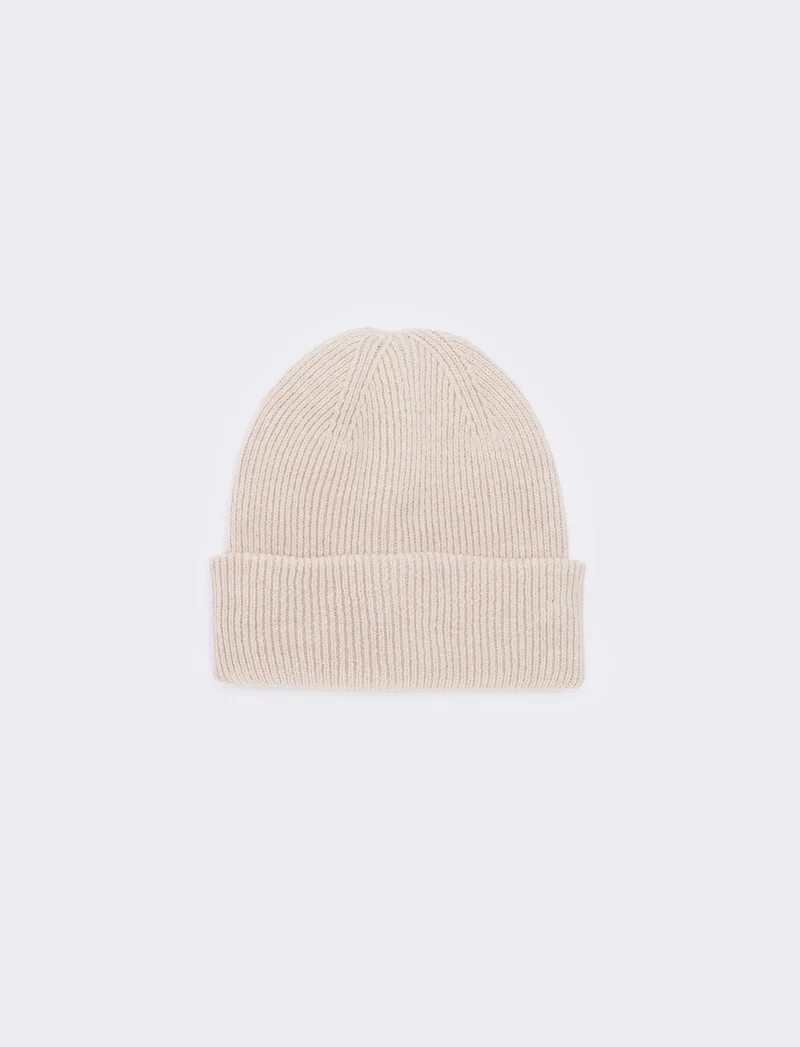 Cappello basic con risvolto - Beige