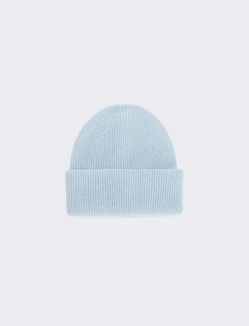 Cappello basic con risvolto - Celeste