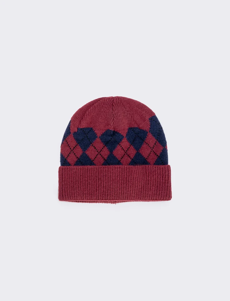 Cappello rombi con risvolto elegante - Bordeaux