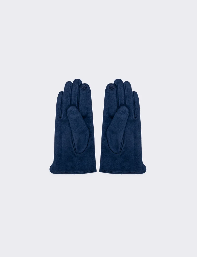 Guanti uomo in morbido effetto suede - Blu