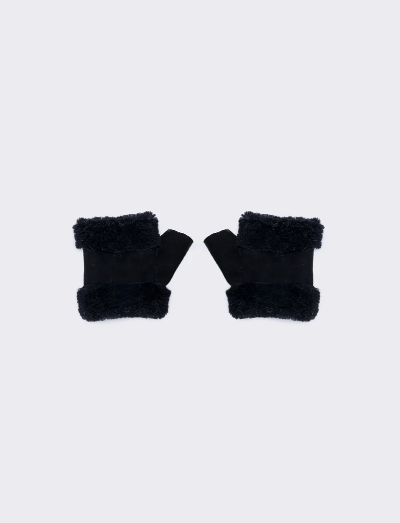 Manicotto corto effetto scamosciato - Nero