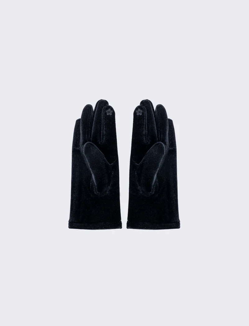 Guanti Ciniglia Touch Eleganti - Nero