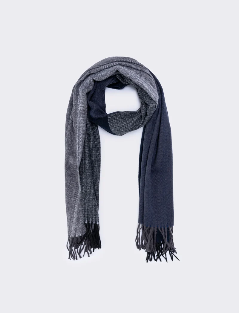 Foulard con frange uomo vari disegni - Blu