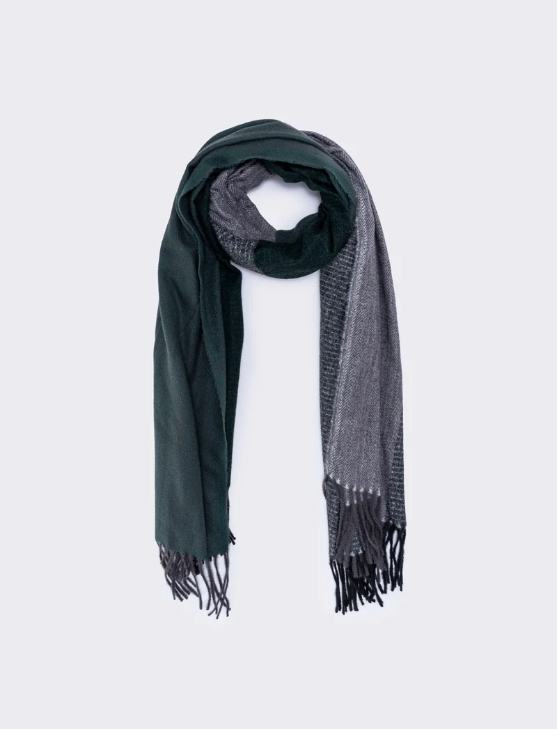 Foulard con frange uomo vari disegni - Verde