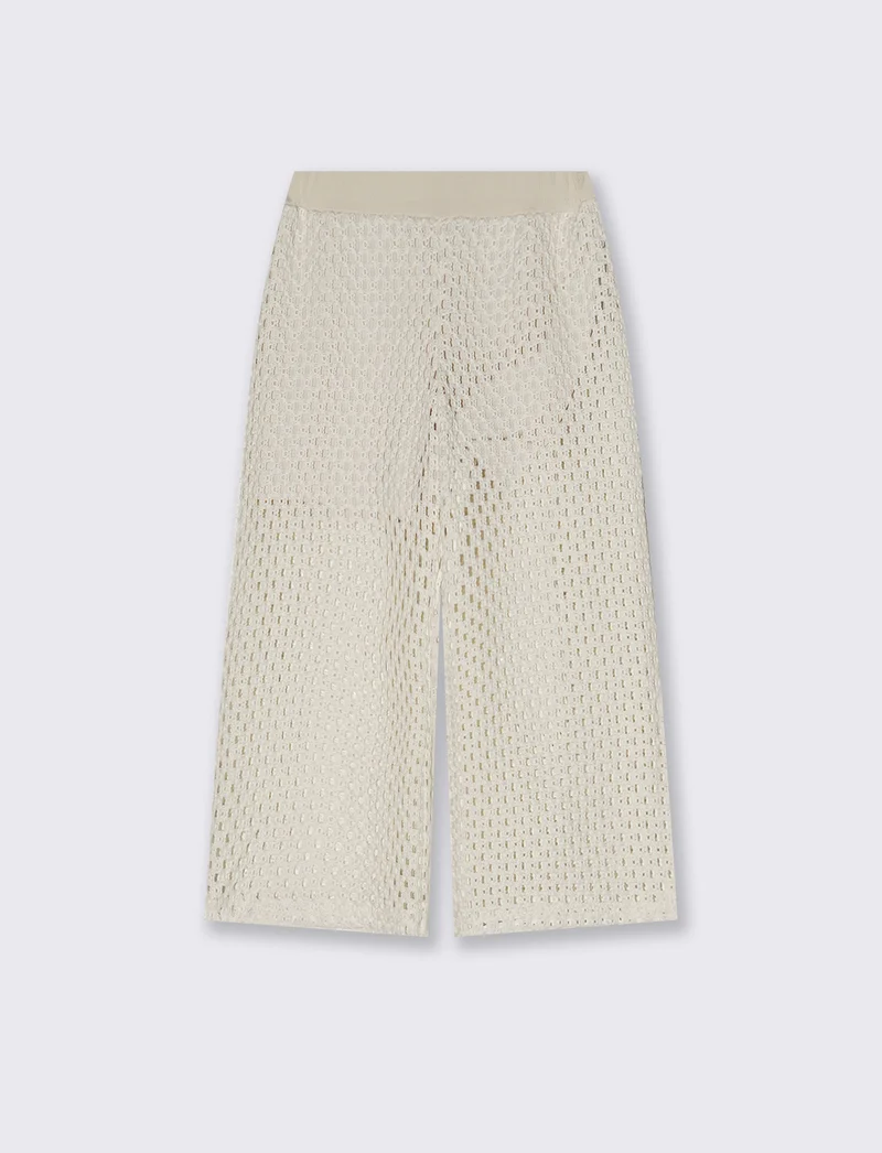 Pantaloni ampi in rete dallo stile romantico - Beige
