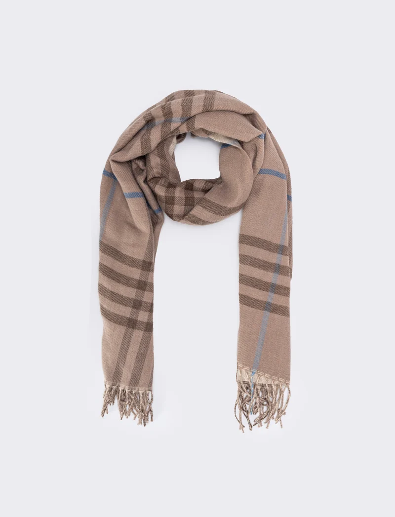 Sciarpa double face con frange - Beige