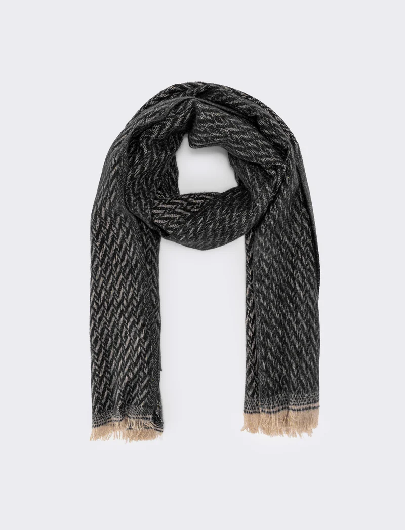 Sciarpa zig zag lurex con frange - Grigio