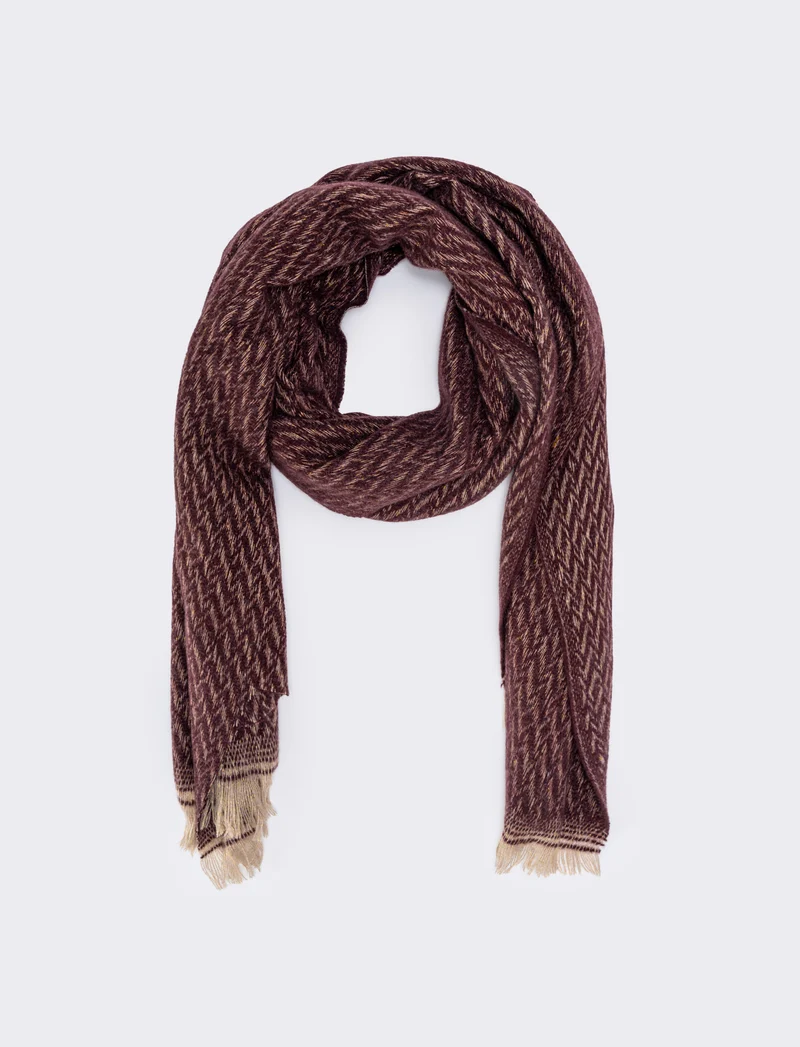 Sciarpa zig zag lurex con frange - Bordeaux