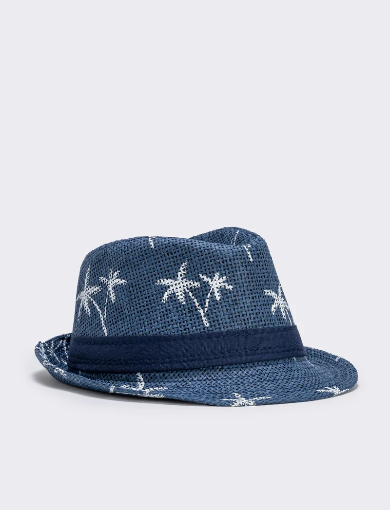 Cappello paglia bambino con palme - Bianco