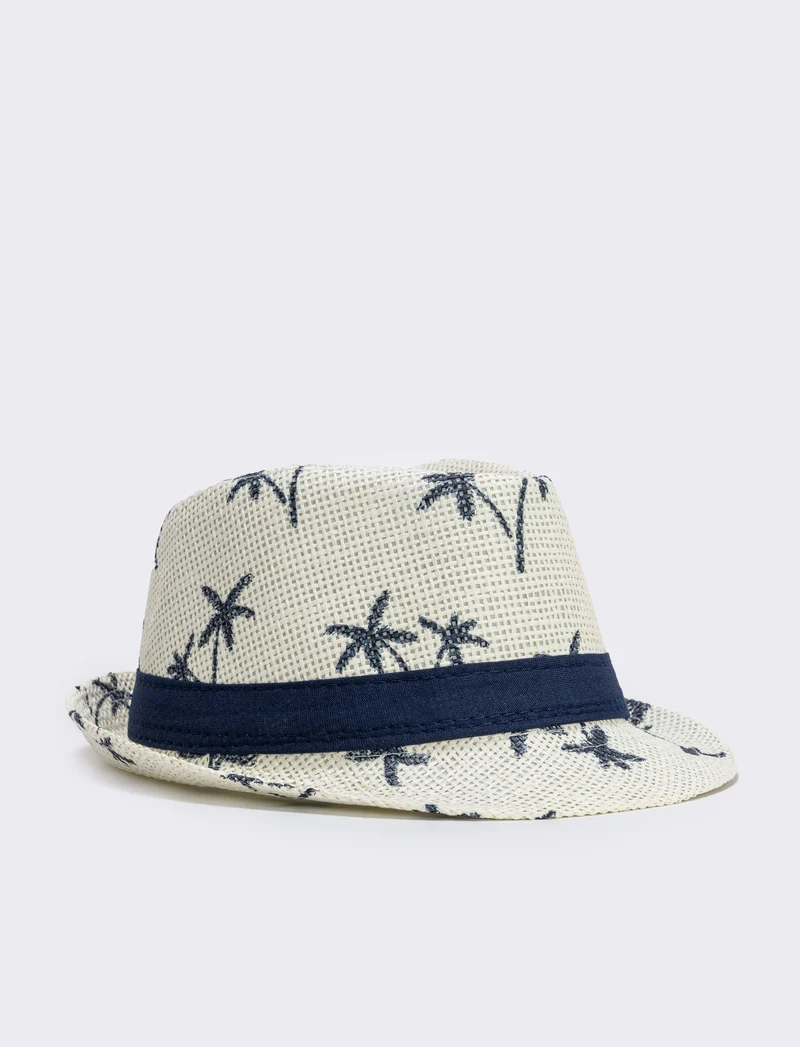 Cappello paglia bambino con palme - Blu