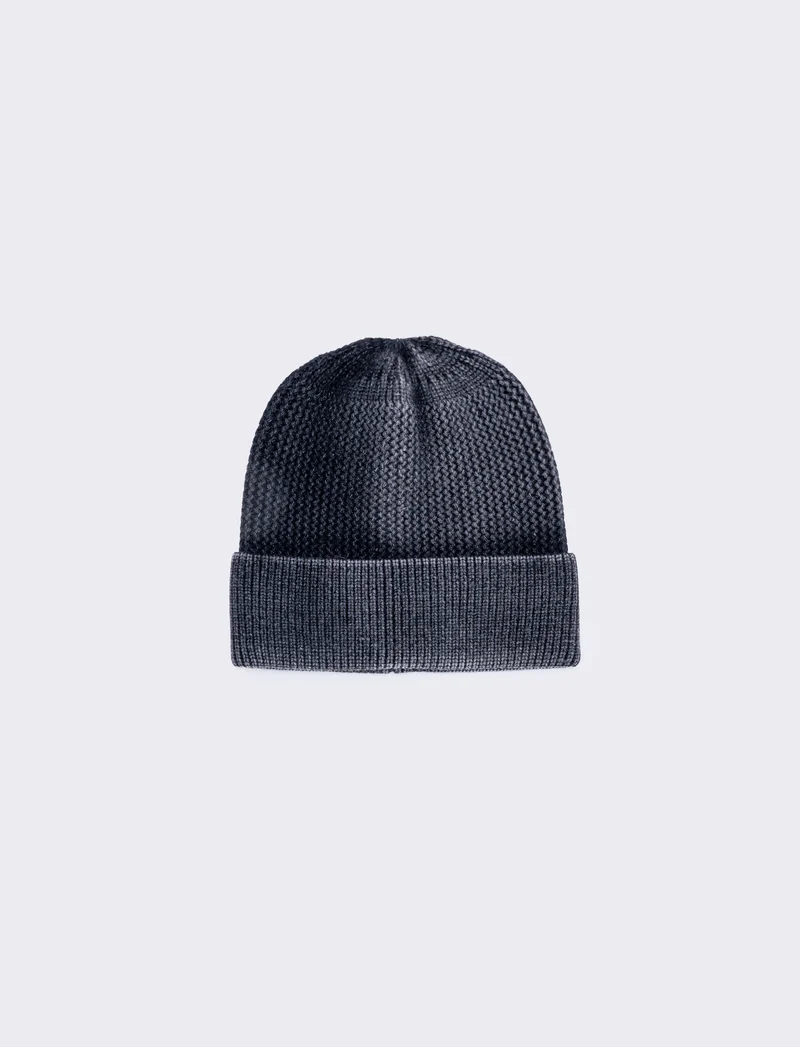 Cappello bambino con risvolto delavè - Nero