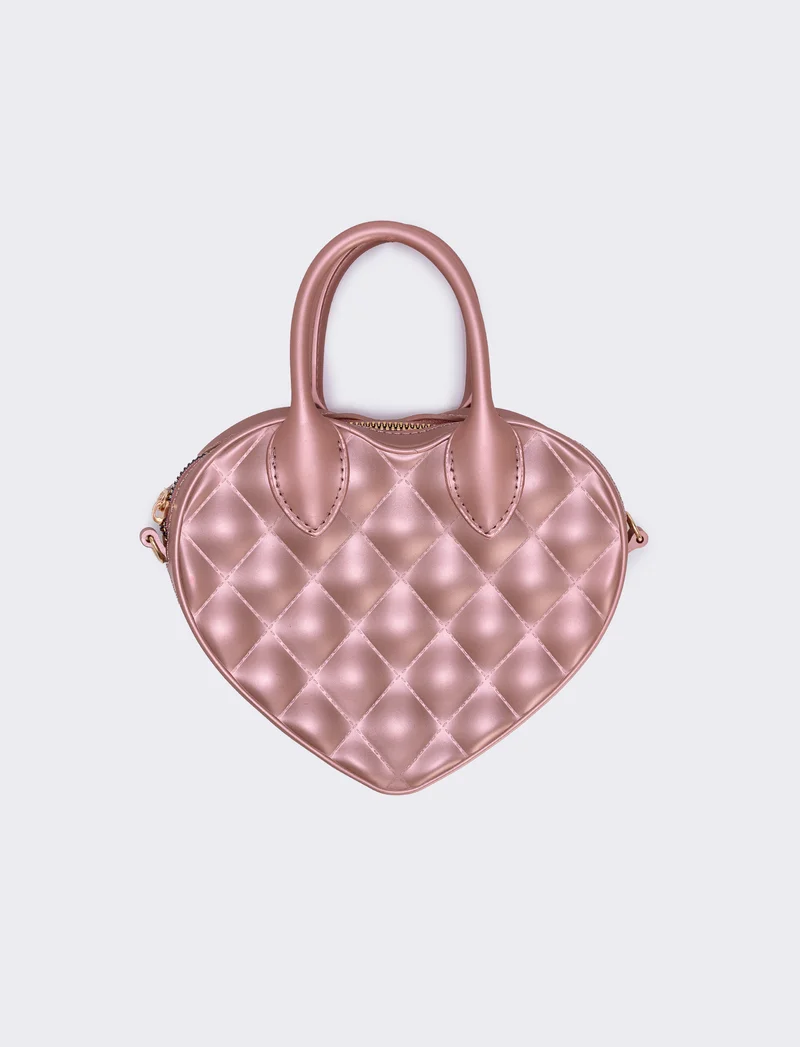 Borsetta bambina cuore trapuntato rosa - Rosa