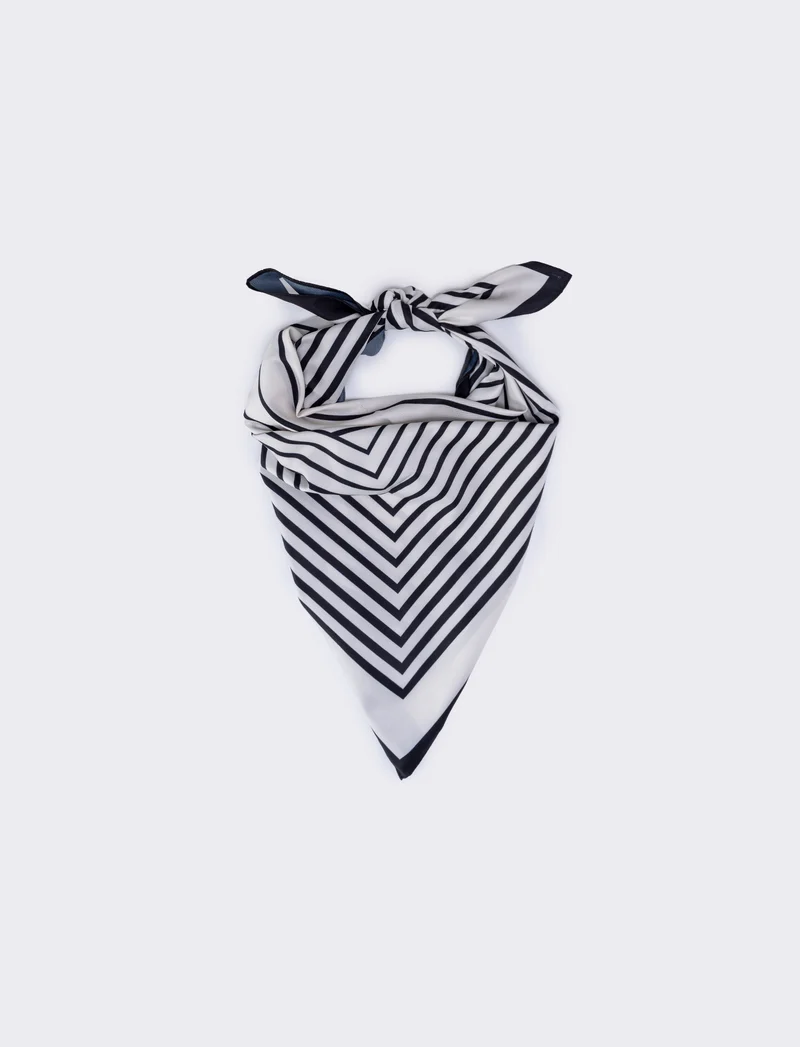 Foulard 70x70 con stampe geometriche - Bianco
