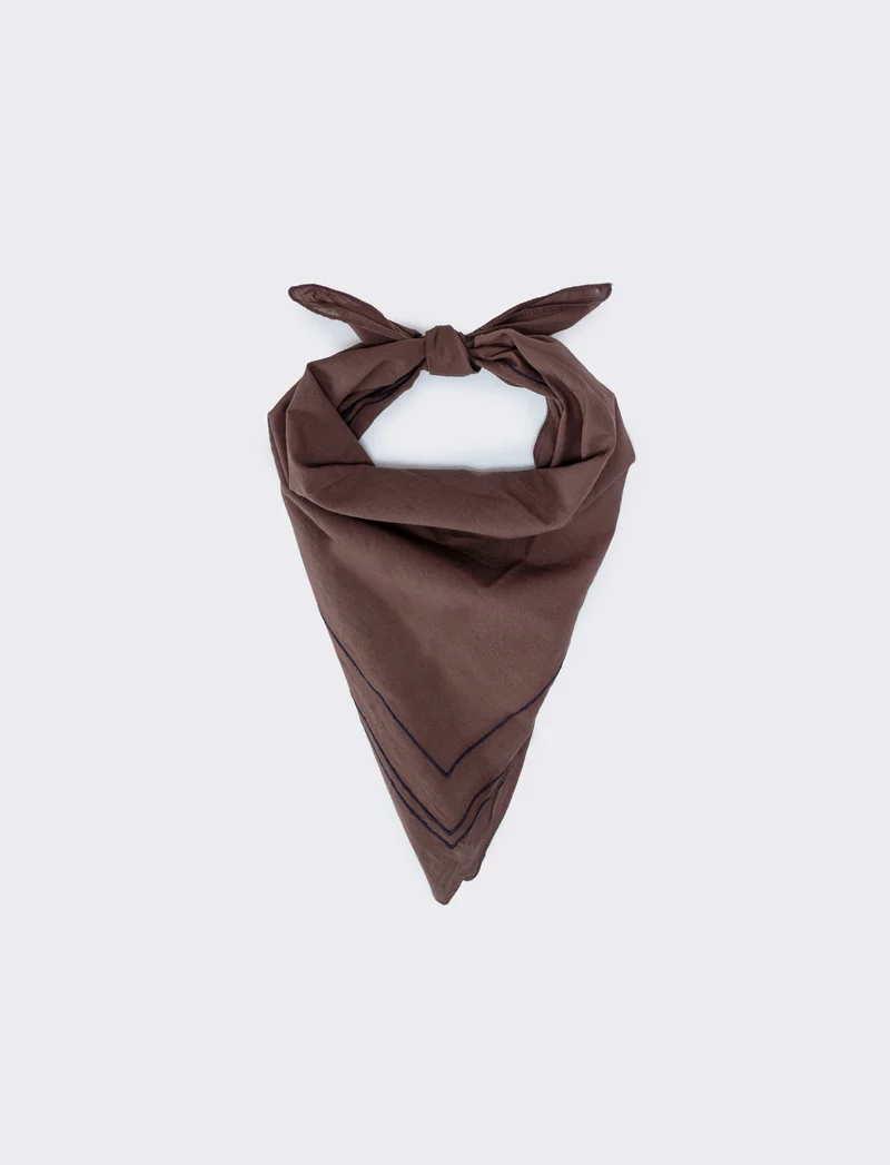 Foulard uomo con riga ricamata unita - Grigio fango