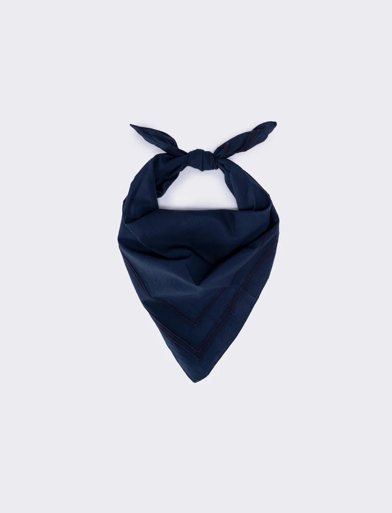 Foulard uomo con riga ricamata unita - Blu