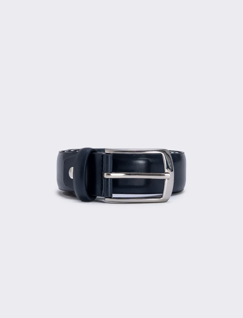 Cintura bombata liscia 3,5 cm uomo - Blu