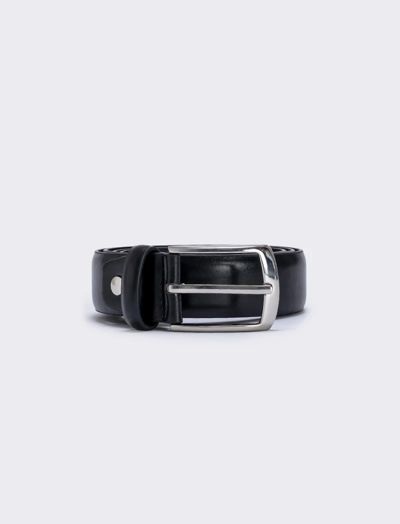 Cintura bombata liscia 3,5 cm uomo - Nero