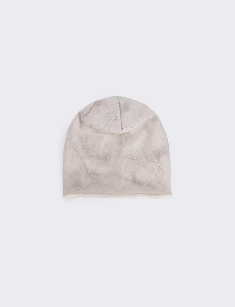 Cuffia uomo melange con strappi verticali - Bianco sporco
