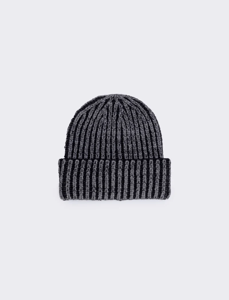 Cappello grande a treccia bicolore - Grigio