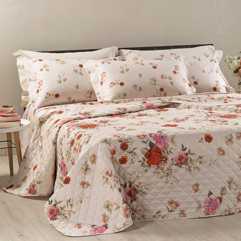 Copriletto Primaverile rosabella Bouquet in Cotone 60 gr/mq