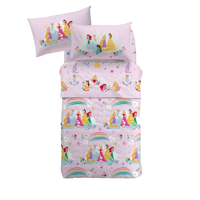 Copriletto Primaverile princess flowers in Cotone 90 gr/mq