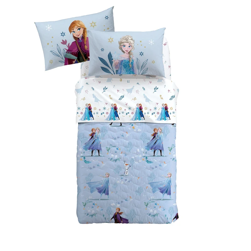 Copriletto Primaverile frozen elsa&anna in Cotone 90 gr/mq