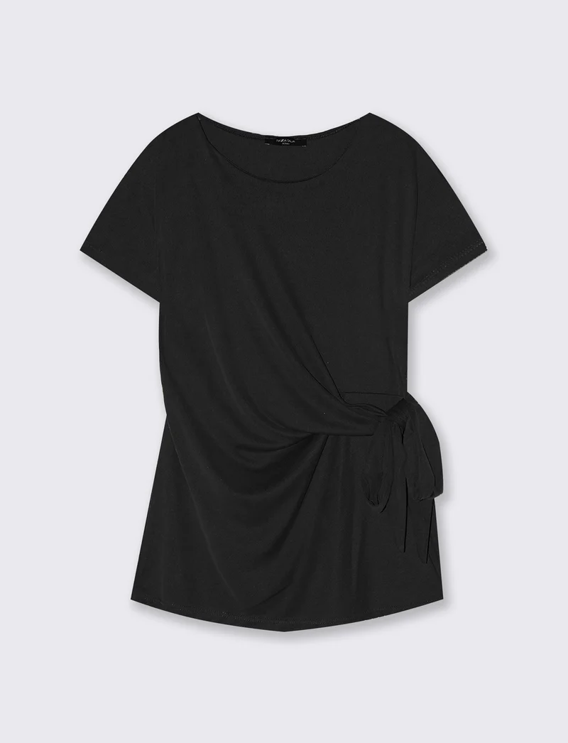 Maglia con nodo e vestibilità comoda - Nero