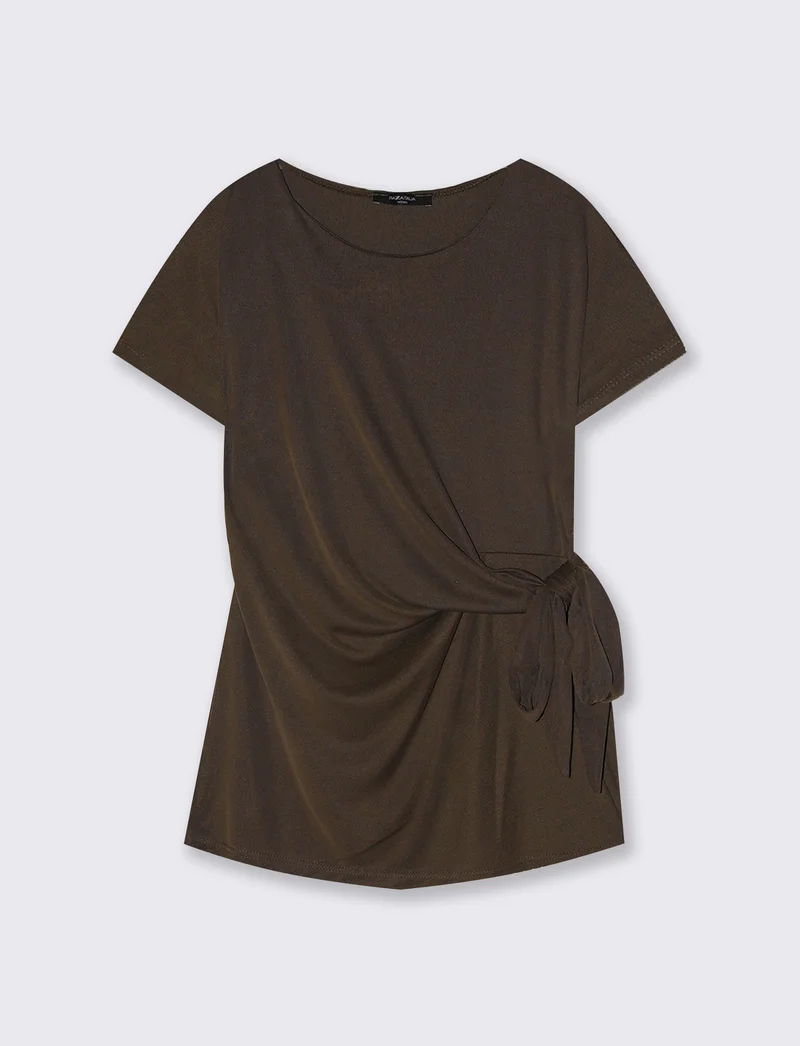 Maglia con nodo e vestibilità comoda - Moro