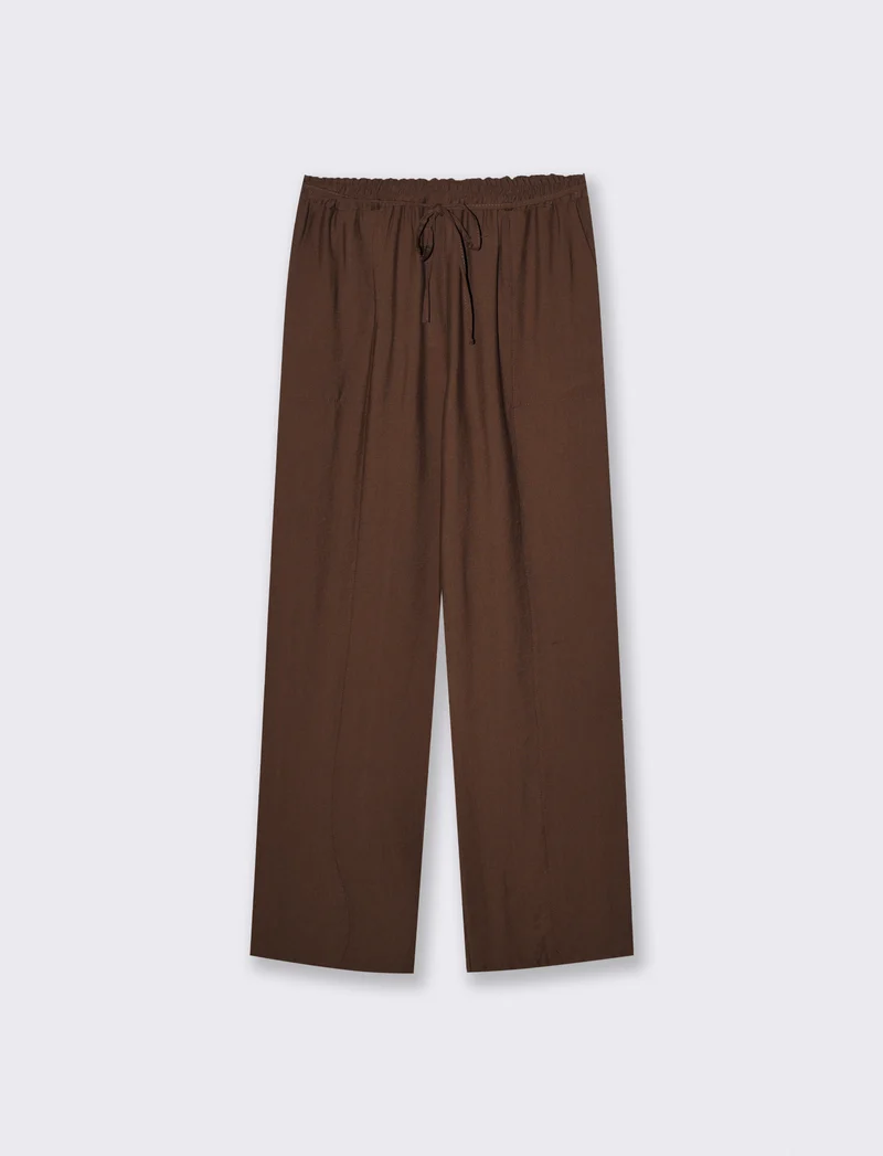 Pantaloni morbidi con coulisse in vita - Marrone tabacco