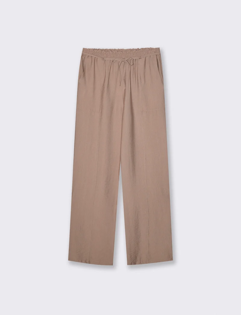 Pantaloni morbidi con coulisse in vita - Grigio fango