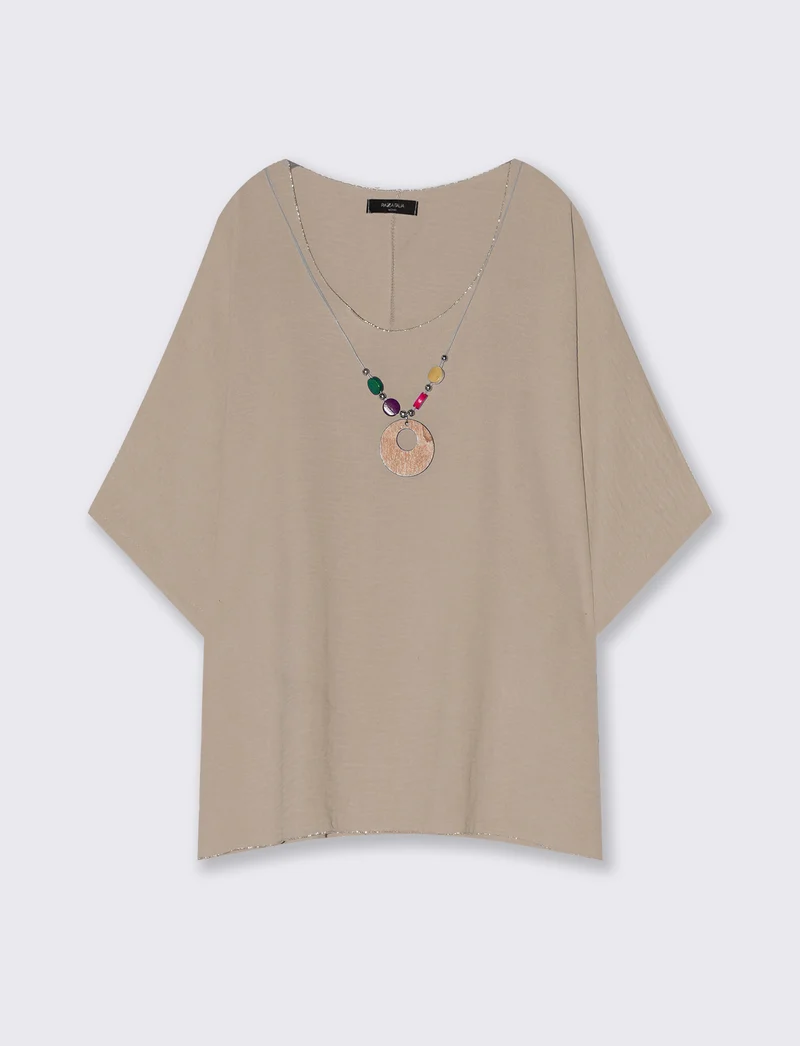 Blusa Vestibilità Ampia e Comoda - Grigio fango